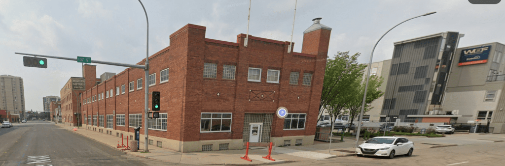 Street view of the Western Supplies Building and area near the Navigation Centre