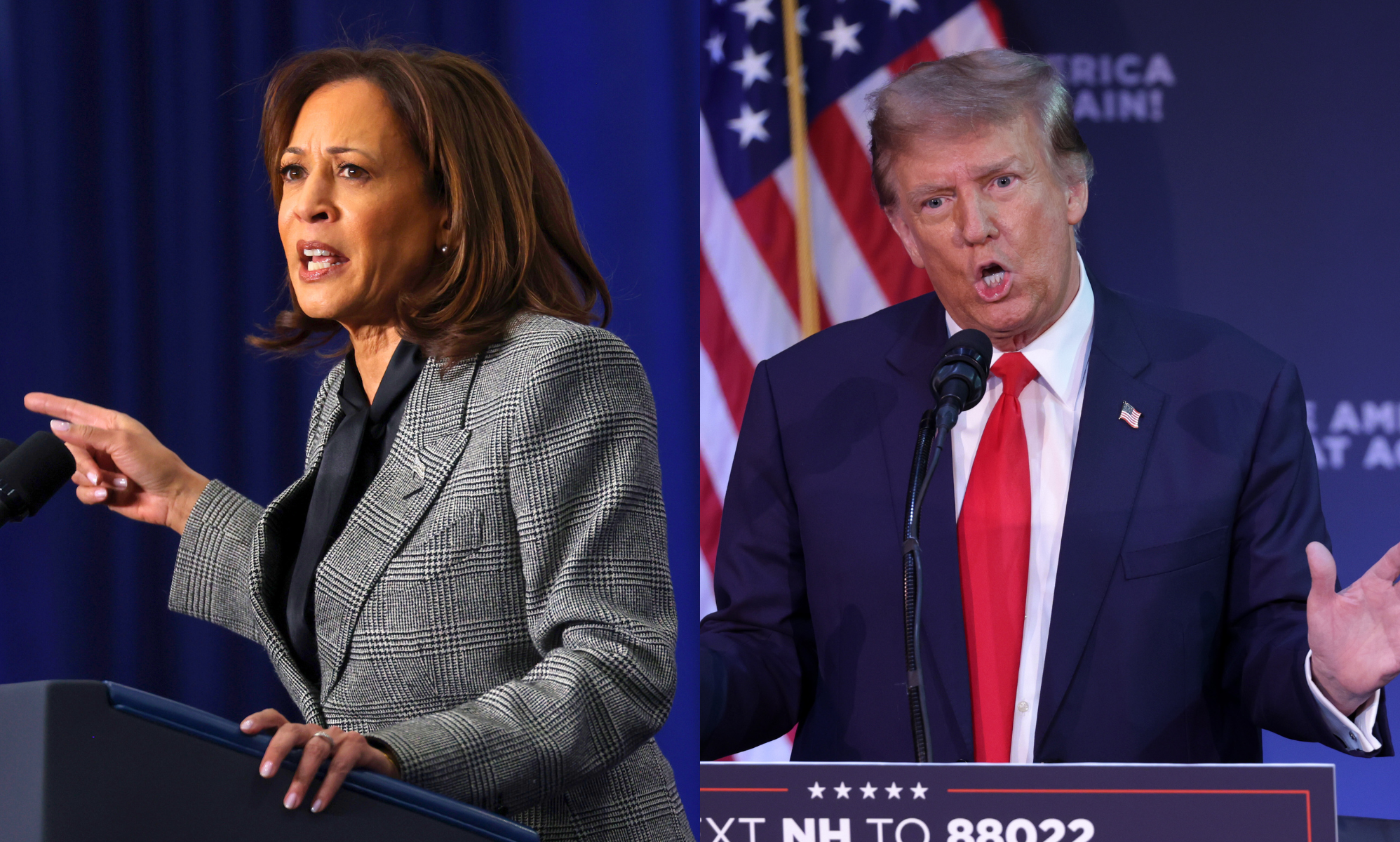 Kamala Harris will go head-to-head with Donald Trump in the US election in November. (Getty)