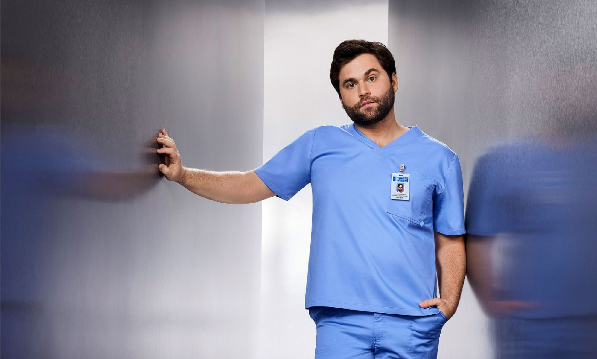 Jake Borelli as Dr. Levi Schmitt on Grey's Anatomy.